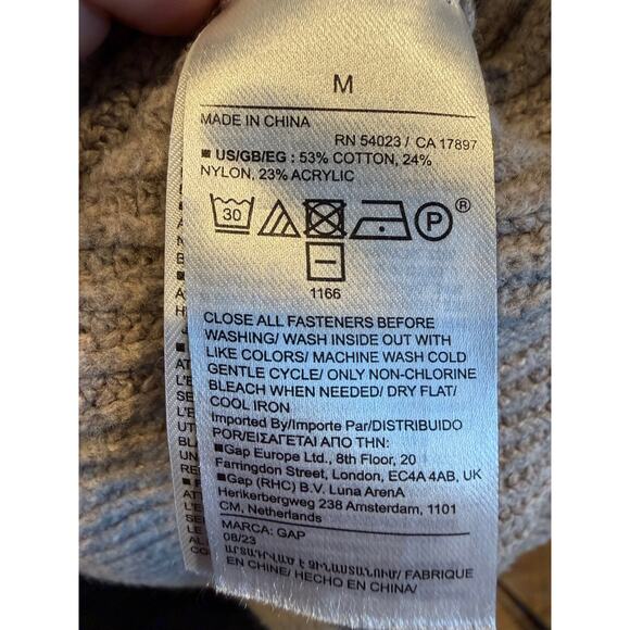 GAP Women’s Ribbed Knit Hoodie Sweater Beige Size M - Picture 4 of 4